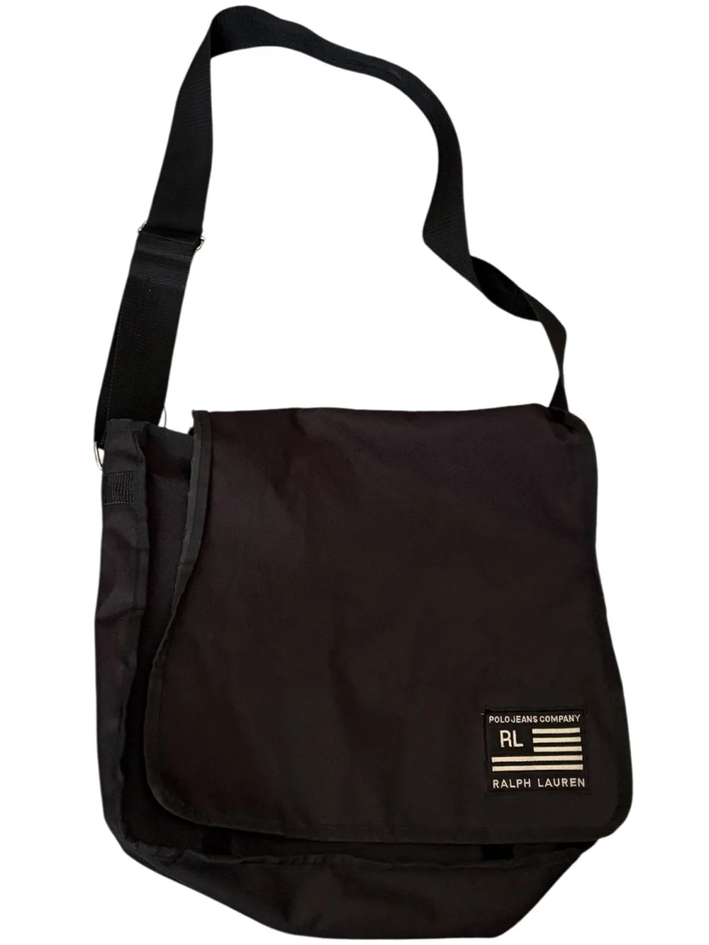 VINTAGE Polo Jeans Co Ralph Lauren Black Messenger Bag Crossbody